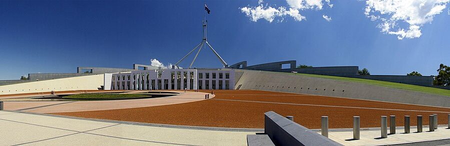 Parliament House, Canberra, home of the federal parliament whose Joint Select Committee on Artificial Intelligence questioned OpenAI at a hearing in Sydney on 6 October 2026 (illustrative).
