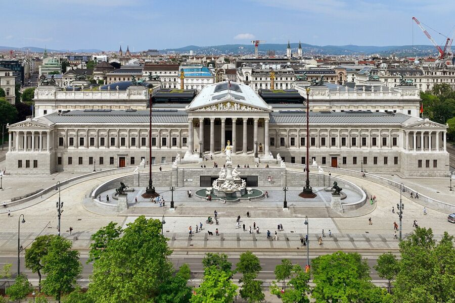 The Austrian Parliament Building on Vienna's Ringstrasse, where the Nationalrat passed the AVG amendment and the Bundesrat cleared it.