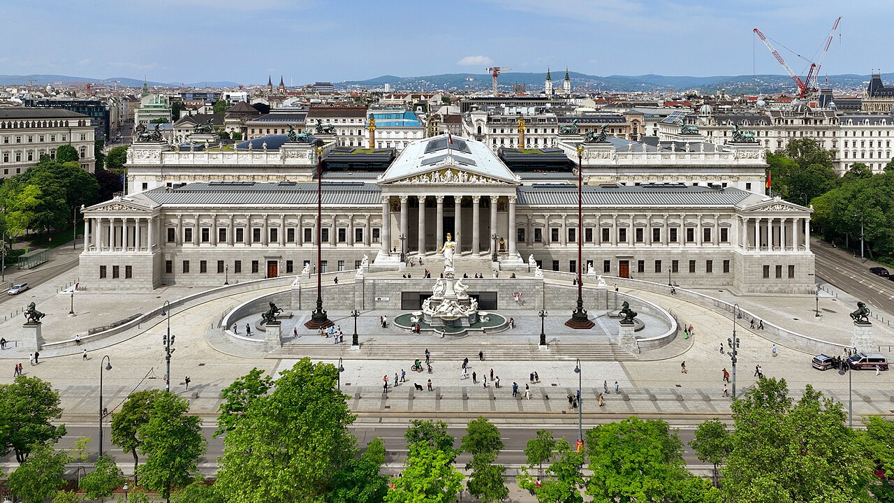 The Austrian Parliament Building on Vienna's Ringstrasse, where the Nationalrat passed the AVG amendment and the Bundesrat cleared it.