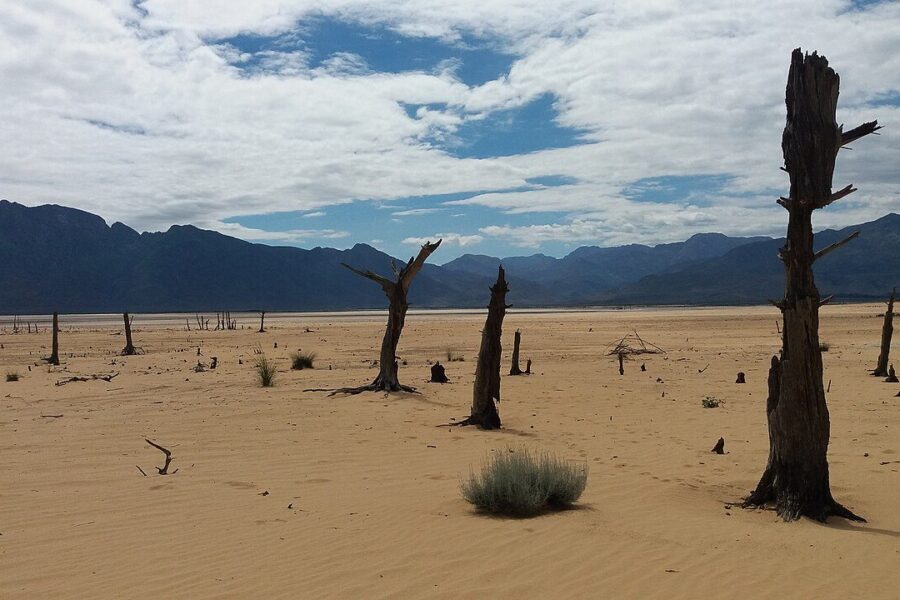 Theewaterskloof Dam, Western Cape, close to empty in March 2018