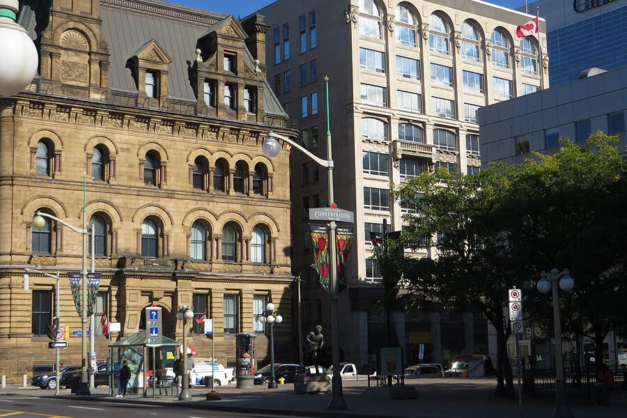 The Office of the Prime Minister and Privy Council building on Wellington Street, Ottawa, photographed in 2016.