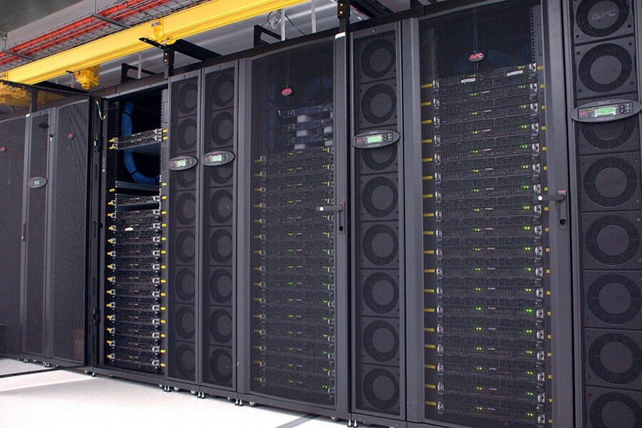 Racks of a GPU computing cluster in a data centre (CSIRO, Australia)