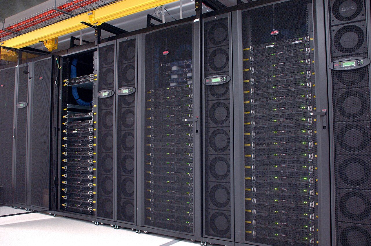 Racks of a GPU computing cluster in a data centre (CSIRO, Australia)