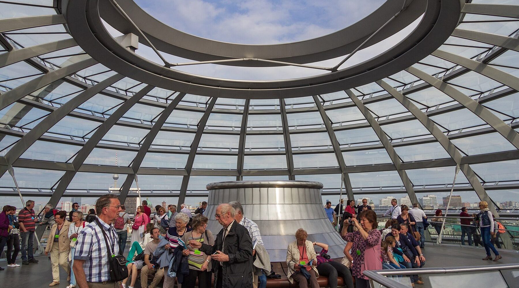 Inside the glass dome of the Reichstag, Berlin